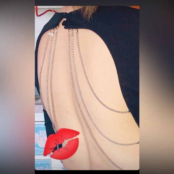 Tiger Mist Chain Design Backless Long Sleevr Crop Top size XS - Picture 3 of 6